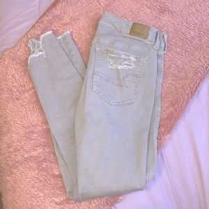 Gray American Eagle Distressed Ripped Jeans